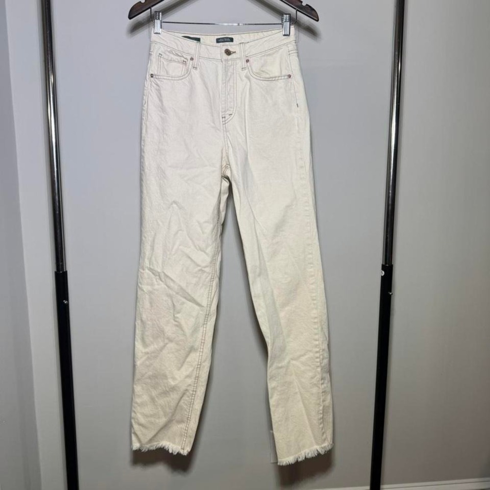High-Waisted Cream Straight Lig Jeans Size 4 Boho Fairy CottageCore Spring Denim